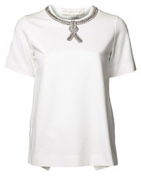 White Embellished Short Sleeve Blouse