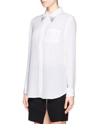 Nobrand Reese Jewel Collar Silk Shirt