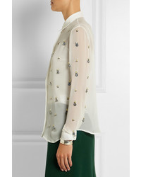 Erdem Sloane Crystal Embellished Silk Georgette Shirt