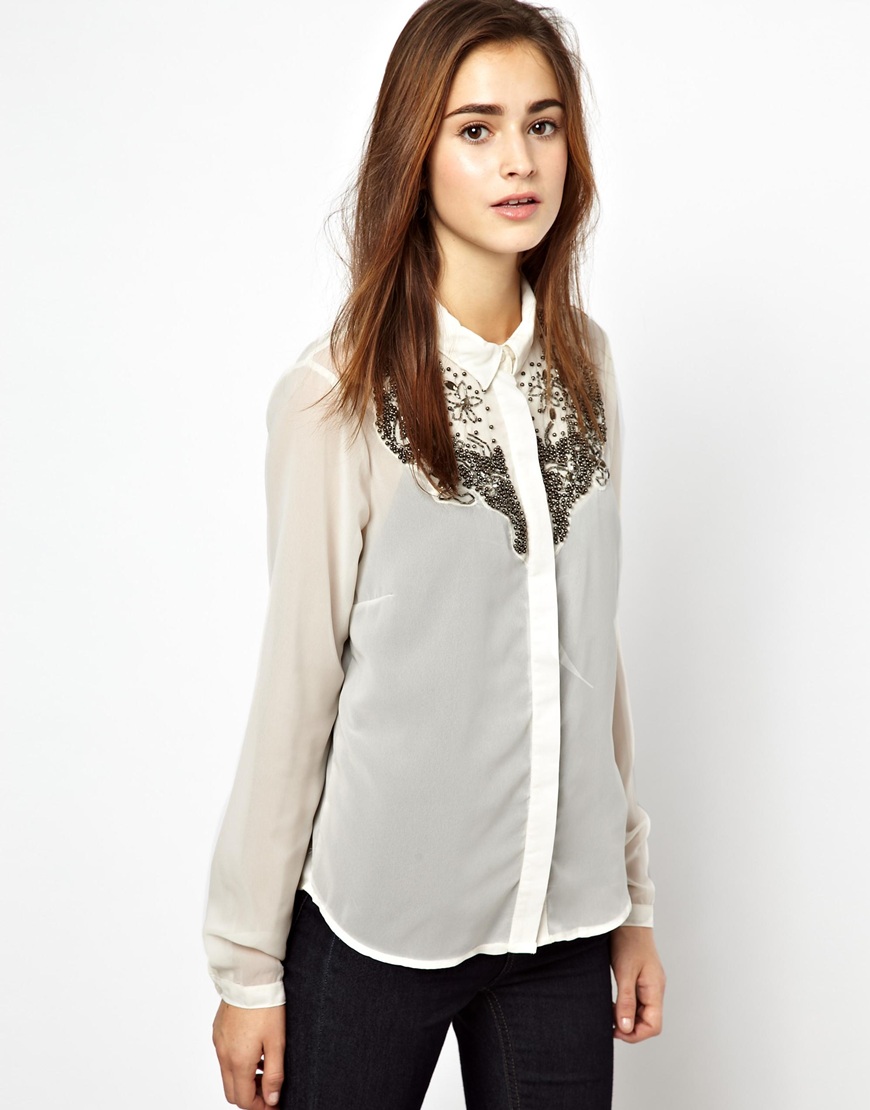 Vero Moda Embellished Long Sleeve Shirt, $37 | Asos | Lookastic