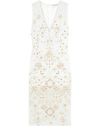 Altuzarra Pamplona Embellished Silk Chiffon Paneled Broderie Anglaise Cotton And Silk Blend Dress Ivory