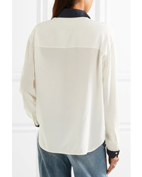 Markus Lupfer Cleo Embellished Silk Crepe De Chine Shirt White