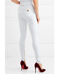Balmain Button Embellished High Rise Skinny Jeans