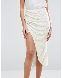 Asos Embellished Midi Skirt With Wrap Front