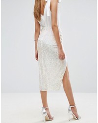 Asos Embellished Midi Skirt With Wrap Front
