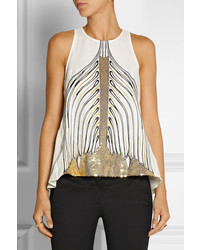 Sass & Bide Creative Play Embellished Twill And Crepe De Chine Top