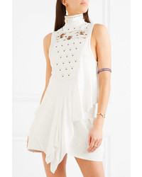 Chloé Embellished Broderie Anglaise And Satin Jersey Turtleneck Top