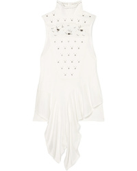 Chloé Embellished Broderie Anglaise And Satin Jersey Turtleneck Top