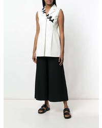 Noon By Noor Embellished Grier Notch Collar Sleeveless Pleated Blouse