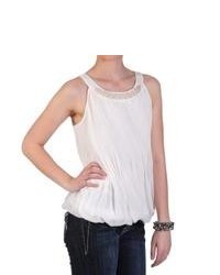 Journee Collection Juniors Embellished Neck Pleated Sleeveless Top