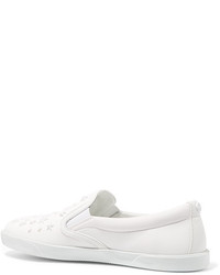 Jimmy Choo Demi Star Embellished Leather Slip On Sneakers White