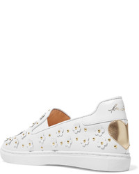 Isa Tapia Taylor Embellished Leather Slip On Sneakers
