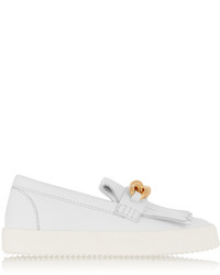 Giuseppe Zanotti May London Embellished Leather Slip On Sneakers White