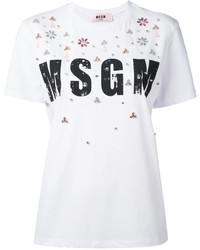 MSGM Beads Embellished Logo T Shirt
