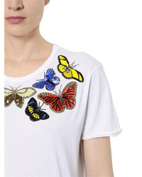 Alexander McQueen Butterflies Embellished Jersey T Shirt
