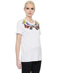 Alexander McQueen Butterflies Embellished Jersey T Shirt