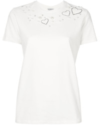 Twin-Set Heart And Faux Pearl Embellished T Shirt