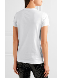 Markus Lupfer Kate Embellished Cotton Jersey T Shirt White