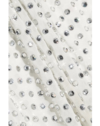 Marc Jacobs Crystal Embellished Silk Georgette Tank White