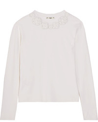 Fendi Embellished Wool Sweater White