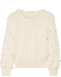 Marc Jacobs Faux Pearl Embellished Wool And Cashmere Blend Sweater Ivory