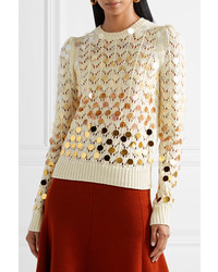 Marc Jacobs Sequin Embellished Wool And Cashmere Blend Sweater Ivory