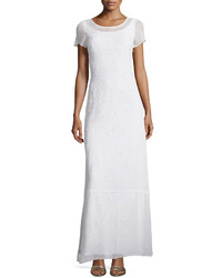 White Embroidered Beaded Maxi Dress