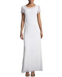 French Connection Embroidered Short Sleeve Maxi Dress Summer White