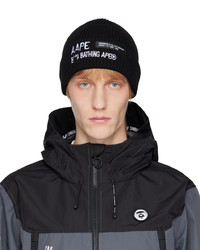 AAPE BY A BATHING APE Black Embroidered Beanie