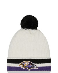New Era White Baltimore Ravens Retro Cuffed Knit Hat With Pom At Nordstrom