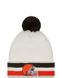 New Era White Cleveland Browns Retro Cuffed Knit Hat With Pom At Nordstrom