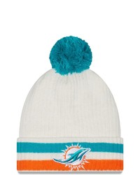 New Era White Miami Dolphins Retro Cuffed Knit Hat With Pom At Nordstrom