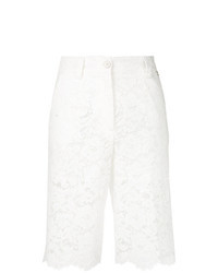 White Embroidered Bermuda Shorts