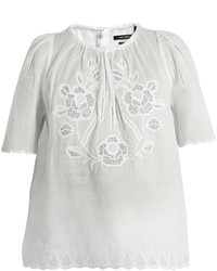 Isabel Marant Araza Short Sleeved Embroidered Lawn Top