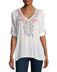 Johnny Was Butterfly Dreams Embroidered Blouse