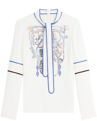 Peter Pilotto Cady Embroidered Tie Neck Top