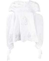 JONATHAN SIMKHAI Cut Out Detail Embroidered Smock Blouse