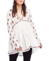 Free People Embroidered Bell Sleeve Top