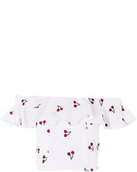 Topshop Embroidered Cherry Bardot Top