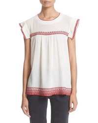 The Great Embroidered Cotton Gauze Top