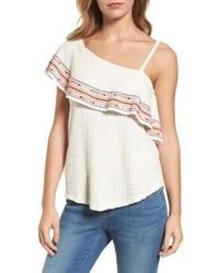 Lucky Brand Embroidered One Shoulder Top