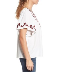 Lucky Brand Hannah Embroidered Peasant Top