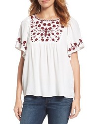 Lucky Brand Hannah Embroidered Peasant Top