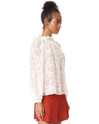 Rebecca Taylor Long Sleeve Ellie Embroidered Top