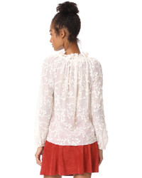 Rebecca Taylor Long Sleeve Ellie Embroidered Top
