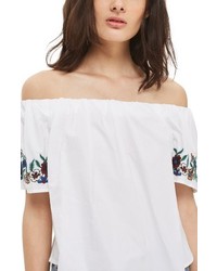 Topshop Maggie Bardot Embroidered Top