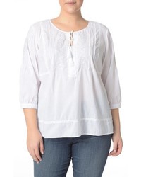 NYDJ Plus Size Embroidered Voile Top