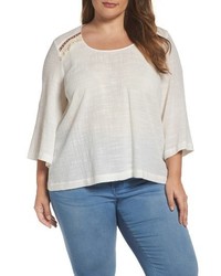 Melissa McCarthy Plus Size Seven7 Embroidered Bell Sleeve Skimmer Top