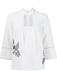 Suno Embroidered Flower Blouse