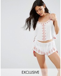 Wolfwhistle Wolf Whistle Embroidered Beach Top Co Ord